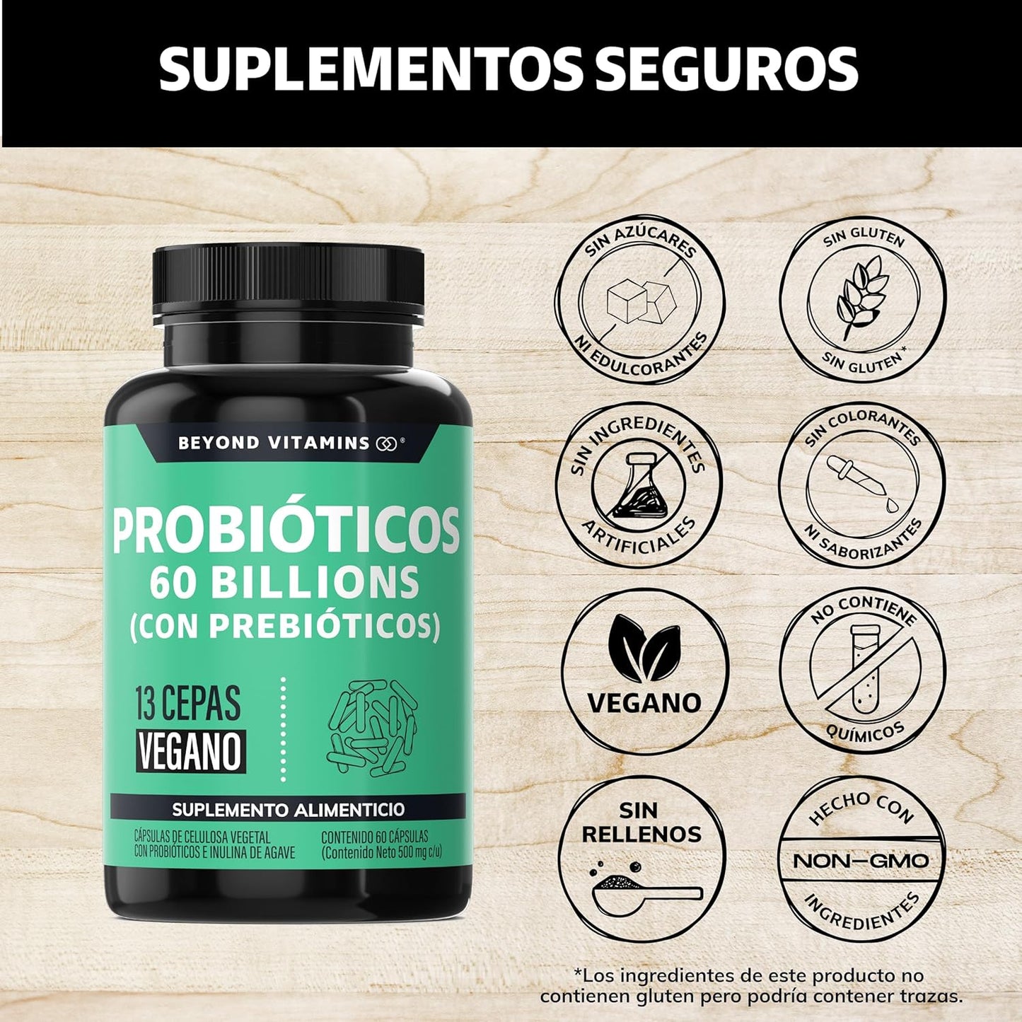 Probioticos 60 Billion UFC + Prebióticos+ inulina de agave | 13 cepas | Fórmula Completa | Con Tecnología de microencapsulación de 4 capas | Para Hombres y Mujeres | Sin Rellenos| Vegano|60 cápsulas